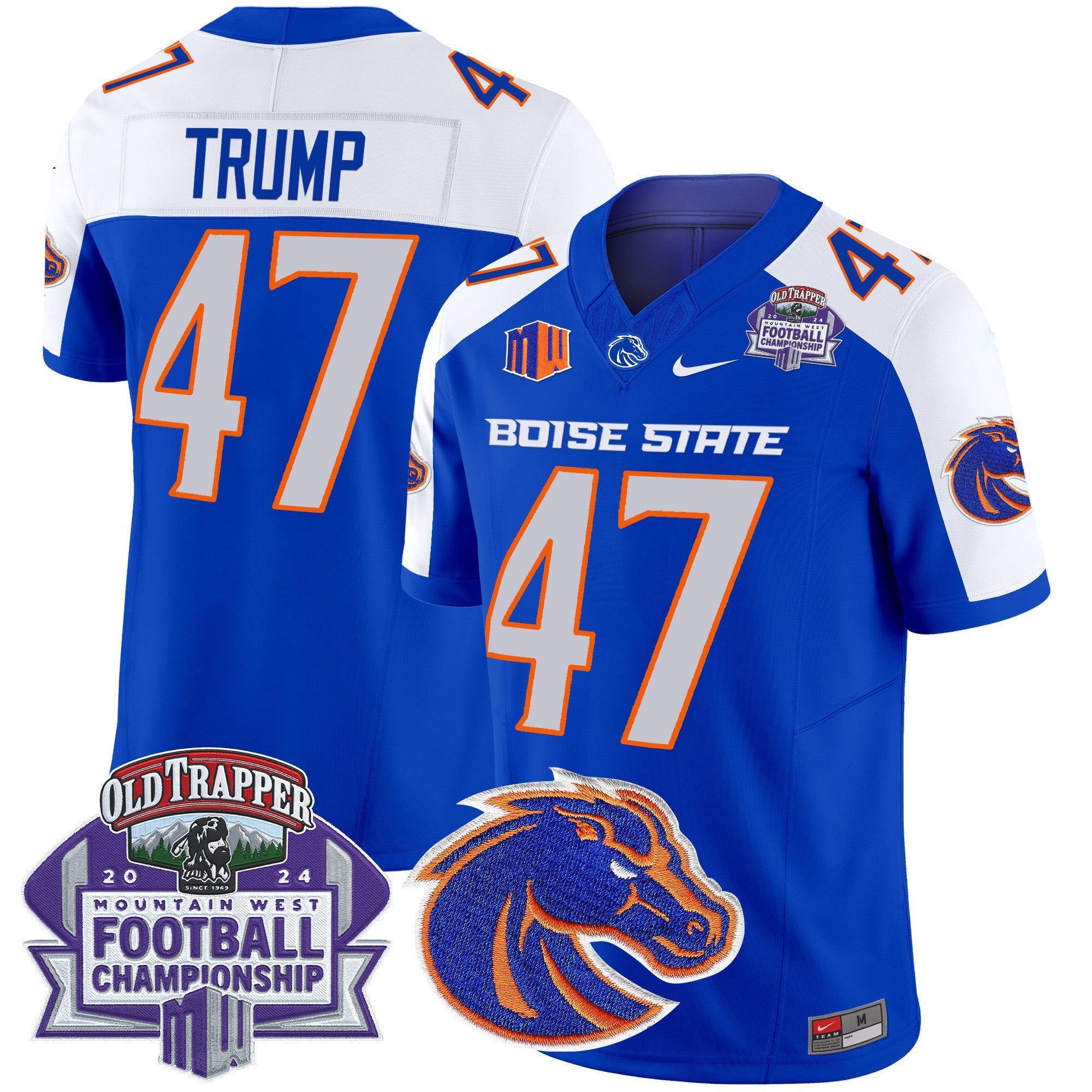 Boise State Broncos 2024 Championship Vapor Limited Jersey – All Stitched – Royal Alternate – Donald Trump Jersey