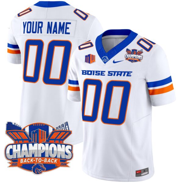 Boise State Broncos 2024 Back To Back Champions Vapor Limited Custom Jersey – All Stitched – White Jersey