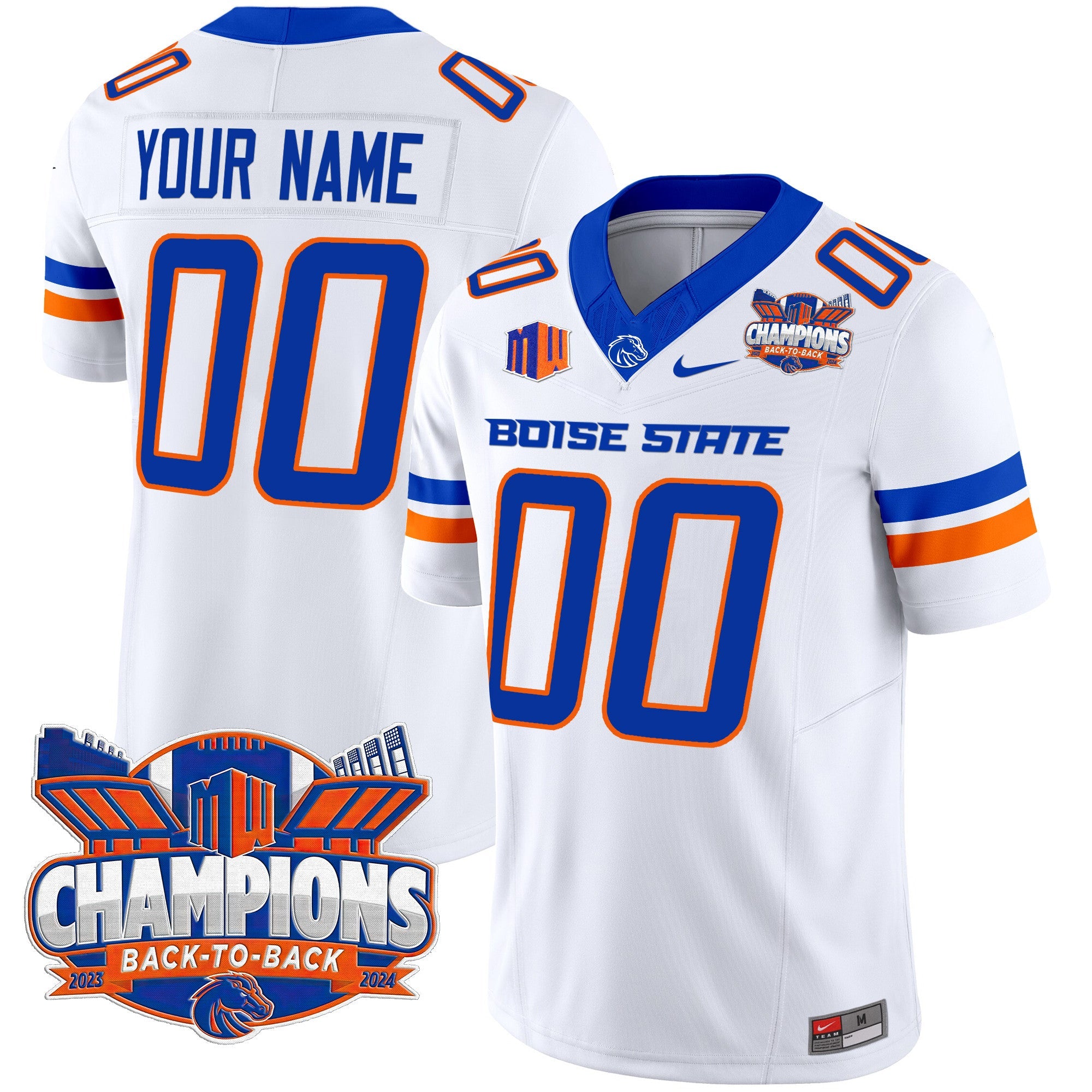 Boise State Broncos 2024 Back To Back Champions Vapor Limited Custom Jersey – All Stitched – White Jersey