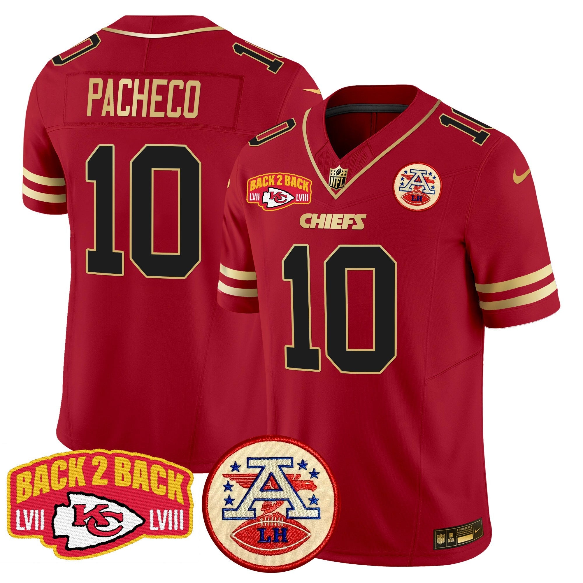 Chiefs Super Back 2 Back Patch Vapor Limited Jersey – All Stitched – Black Red – Isiah Pacheco Jersey