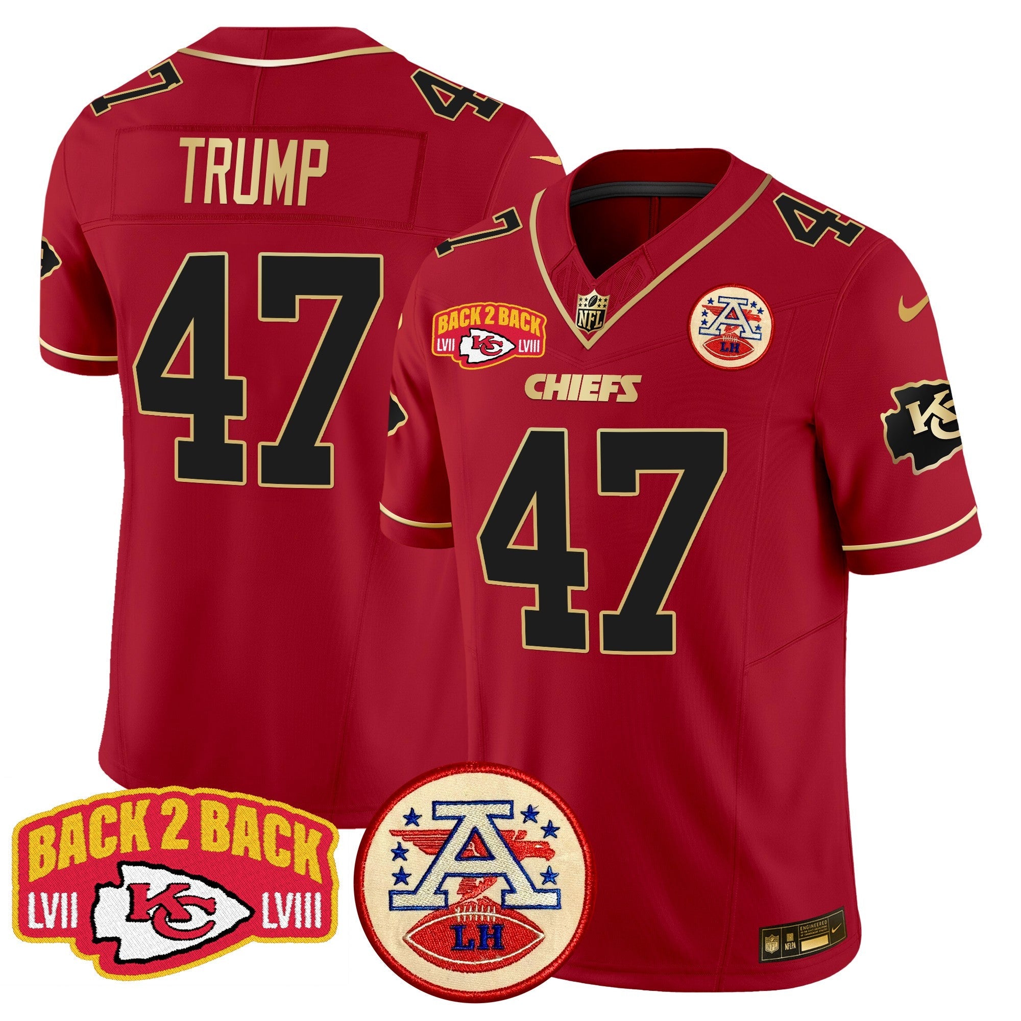 Chiefs Super Back 2 Back Patch Vapor Limited Jersey – All Stitched – Red Special – Donald Trump Jersey