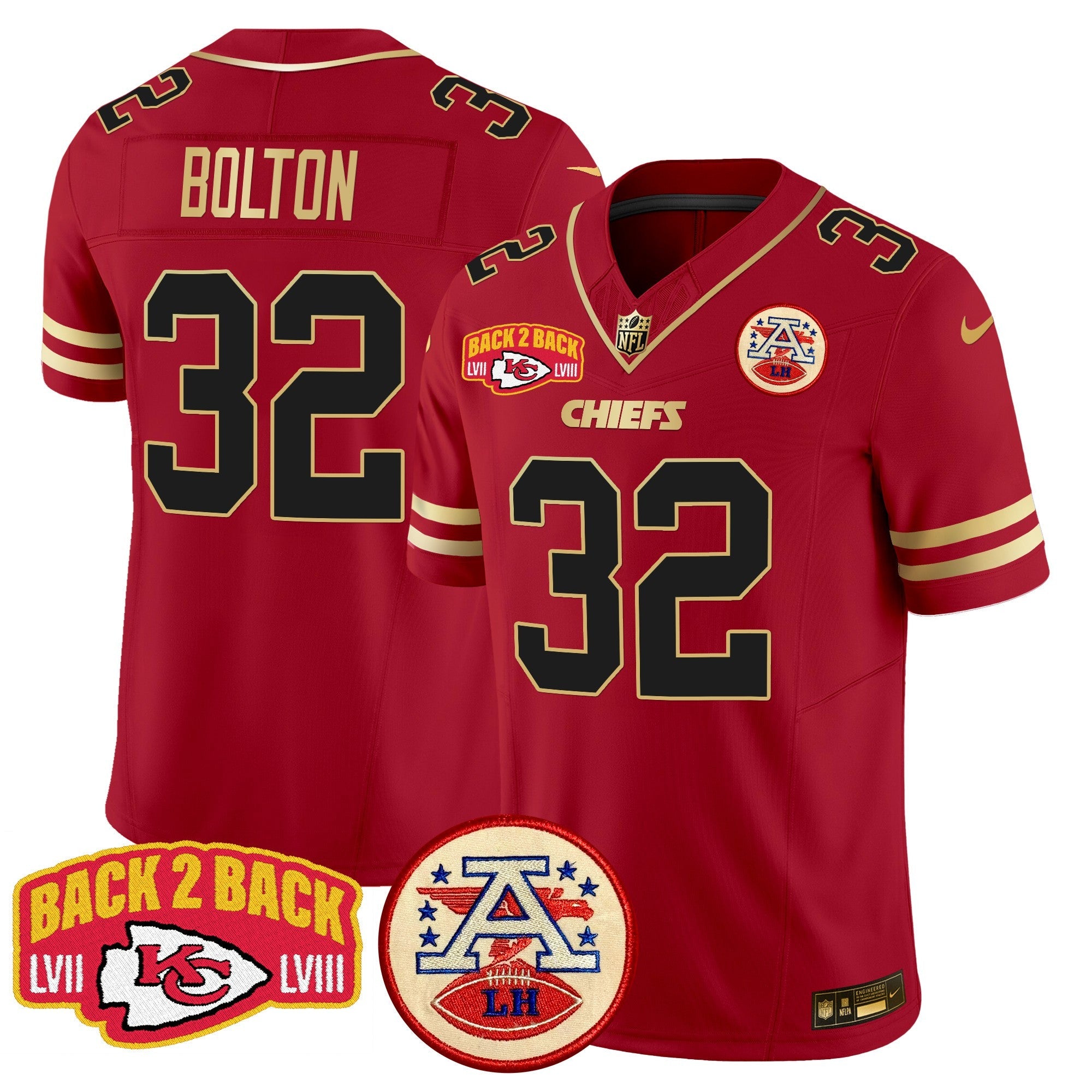 Chiefs Super Back 2 Back Patch Vapor Limited Jersey – All Stitched – Black Red – Nick Bolton Jersey