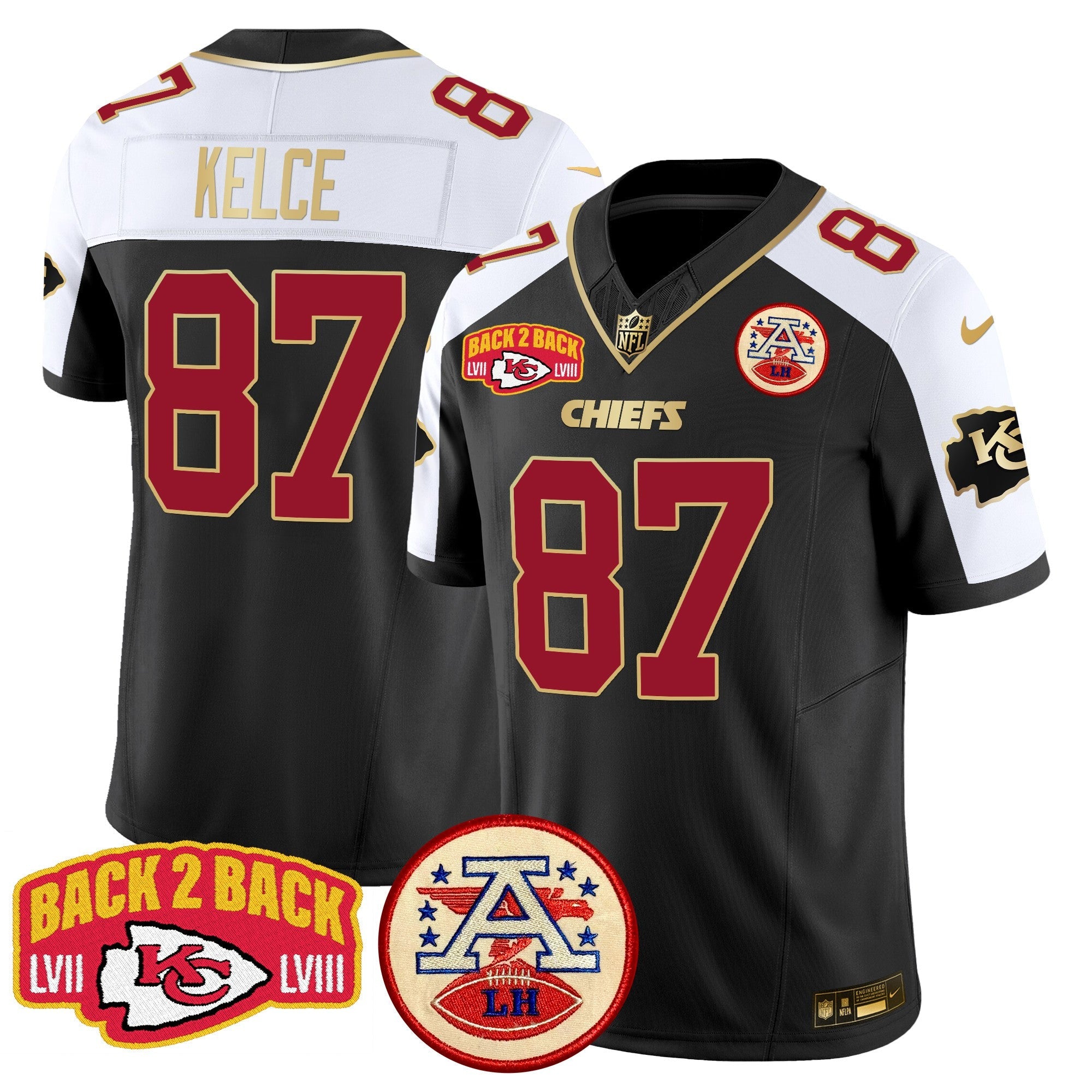 Chiefs Super Back 2 Back Patch Vapor Limited Jersey – All Stitched – Black Alternate – Travis Kelce Jersey
