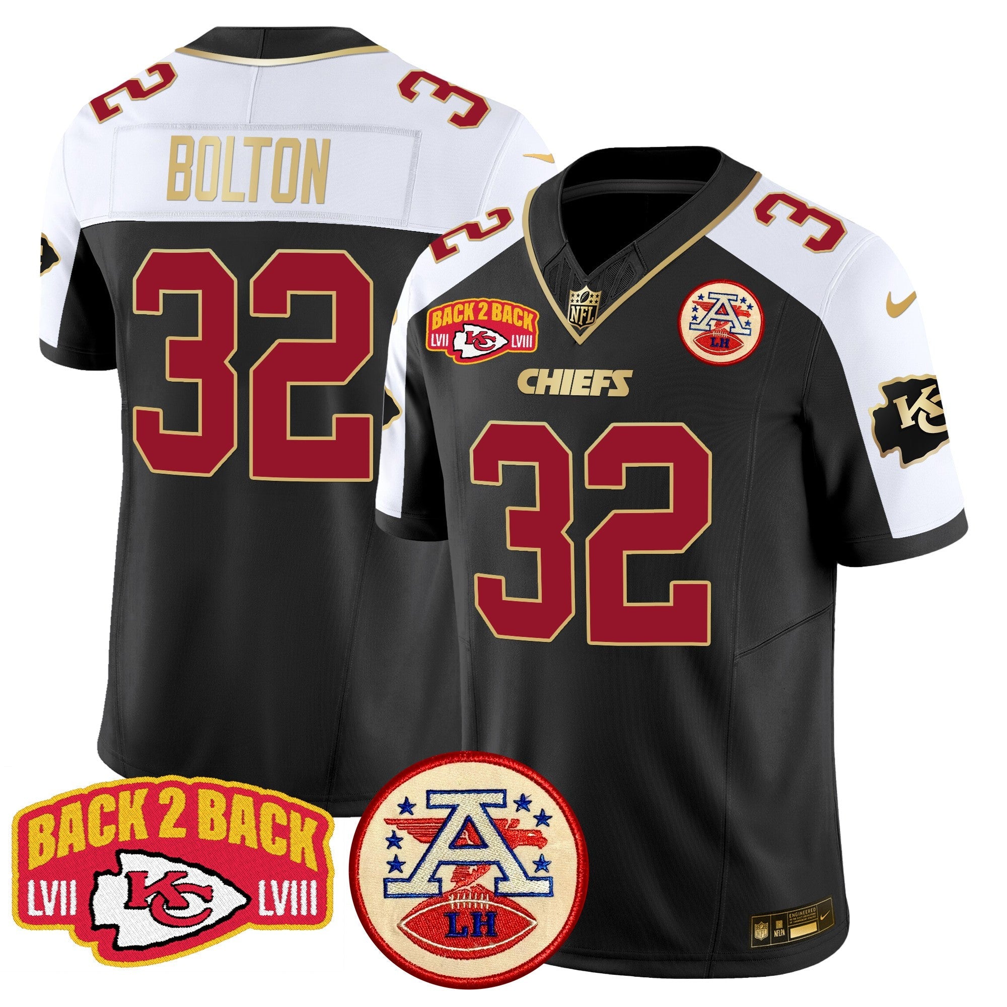Chiefs Super Back 2 Back Patch Vapor Limited Jersey – All Stitched – Black Alternate – Nick Bolton Jersey