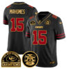 Chiefs 2024 AFC West Champs Jersey – All Stitched – Gold Trim – Patrick Mahomes – 15 Jersey