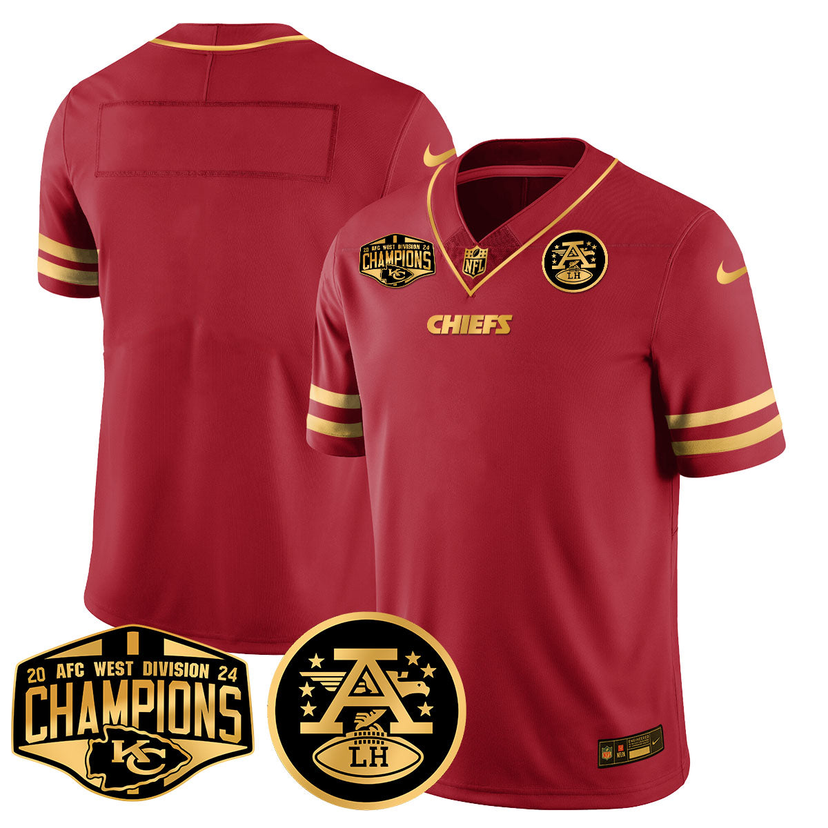 Chiefs 2024 AFC West Champions Jersey – All Stitched – Special Red – Team Jersey