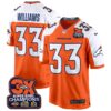 Denver Broncos 3-Time Champions Patch Game Jersey – Al Stitched – Orange Alternate – Javonte Williams Jersey