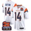 Denver Broncos 3-Time Champions Patch Game Jersey – Al Stitched – White – Courtland Sutton Jersey