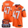 Denver Broncos 3-Time Champions Patch Game Jersey – Al Stitched – Orange – Donald Trump Jersey