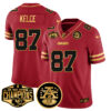 Chiefs 2024 AFC West Champions Jersey – All Stitched – Special Red – Travis Kelce – 87 Jersey