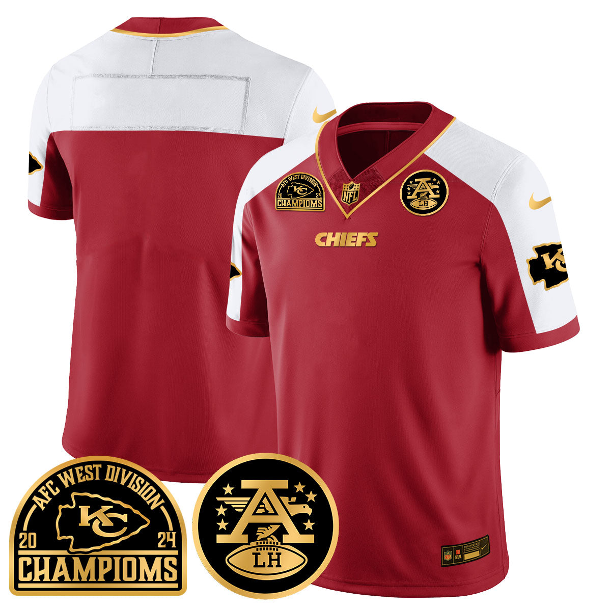 Chiefs 2024 AFC West Champs Jersey – All Stitched – Red Alternate – Team Jersey