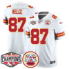 Chiefs 2024 AFC West Champions Jersey – All Stitched – White – Travis Kelce – 87 Jersey