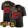 Chiefs 2024 AFC West Champions Jersey – All Stitched – Gold Trim – Travis Kelce – 87 Jersey