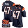Denver Broncos 3-Time Champions Patch Game Jersey – Al Stitched – Navy – Donald Trump Jersey