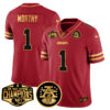 Chiefs 2024 AFC West Champions Jersey – All Stitched – Special Red – Xavier Worthy – 1 Jersey
