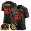 Chiefs 2024 AFC West Champs Jersey – All Stitched – Gold Trim – Travis Kelce – 87 Jersey
