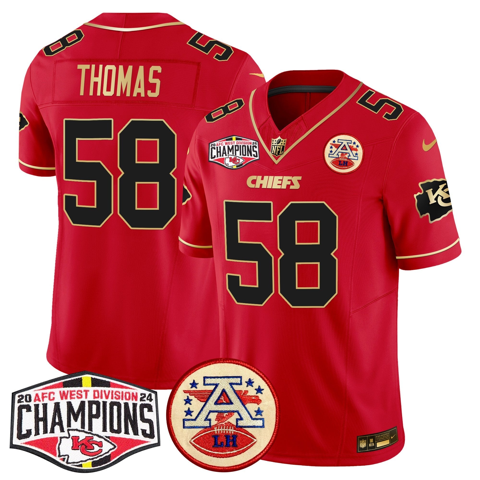 Chiefs 2024 AFC West Division Champions Patch Vapor Limited Jersey – All Stitched – Red Special – Derrick Thomas Jersey