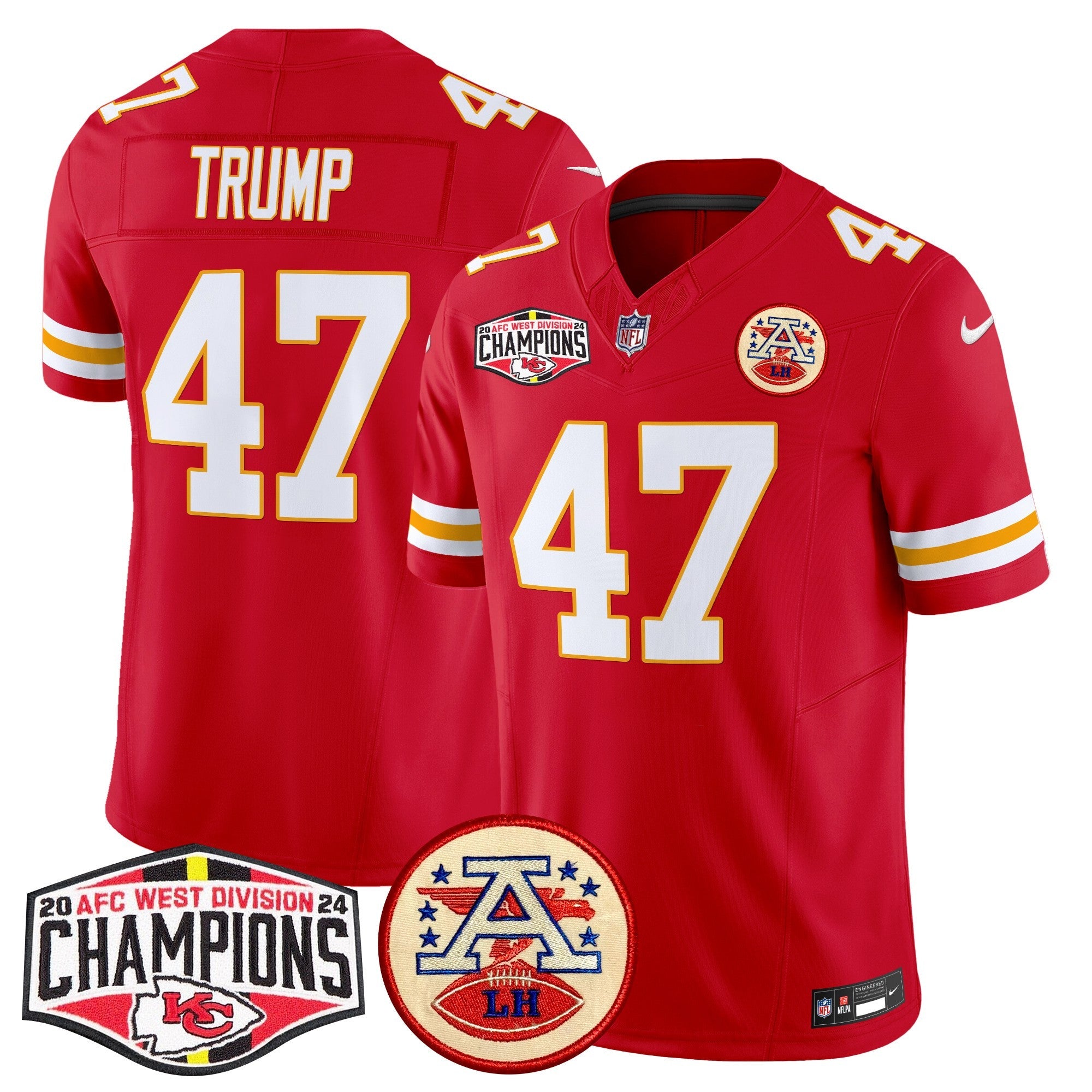 Chiefs 2024 AFC West Division Champions Patch Vapor Limited Jersey – All Stitched – Red – Donald Trump Jersey
