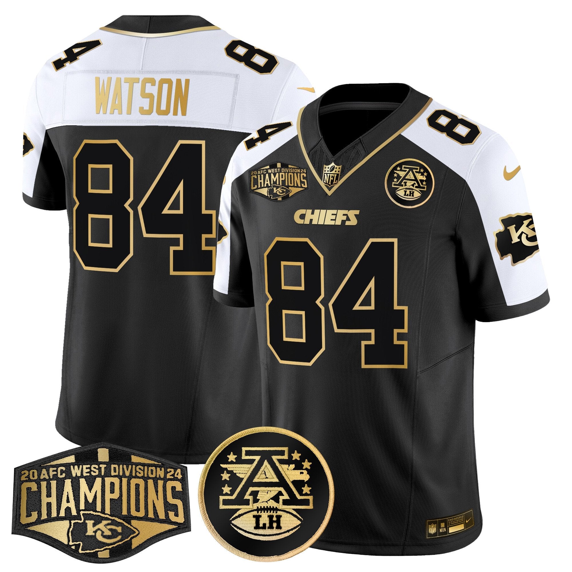 Chiefs 2024 AFC West Division Champions Patch Gold Vapor Limited Jersey – All Stitched – Alternate – Justin Watson Jersey