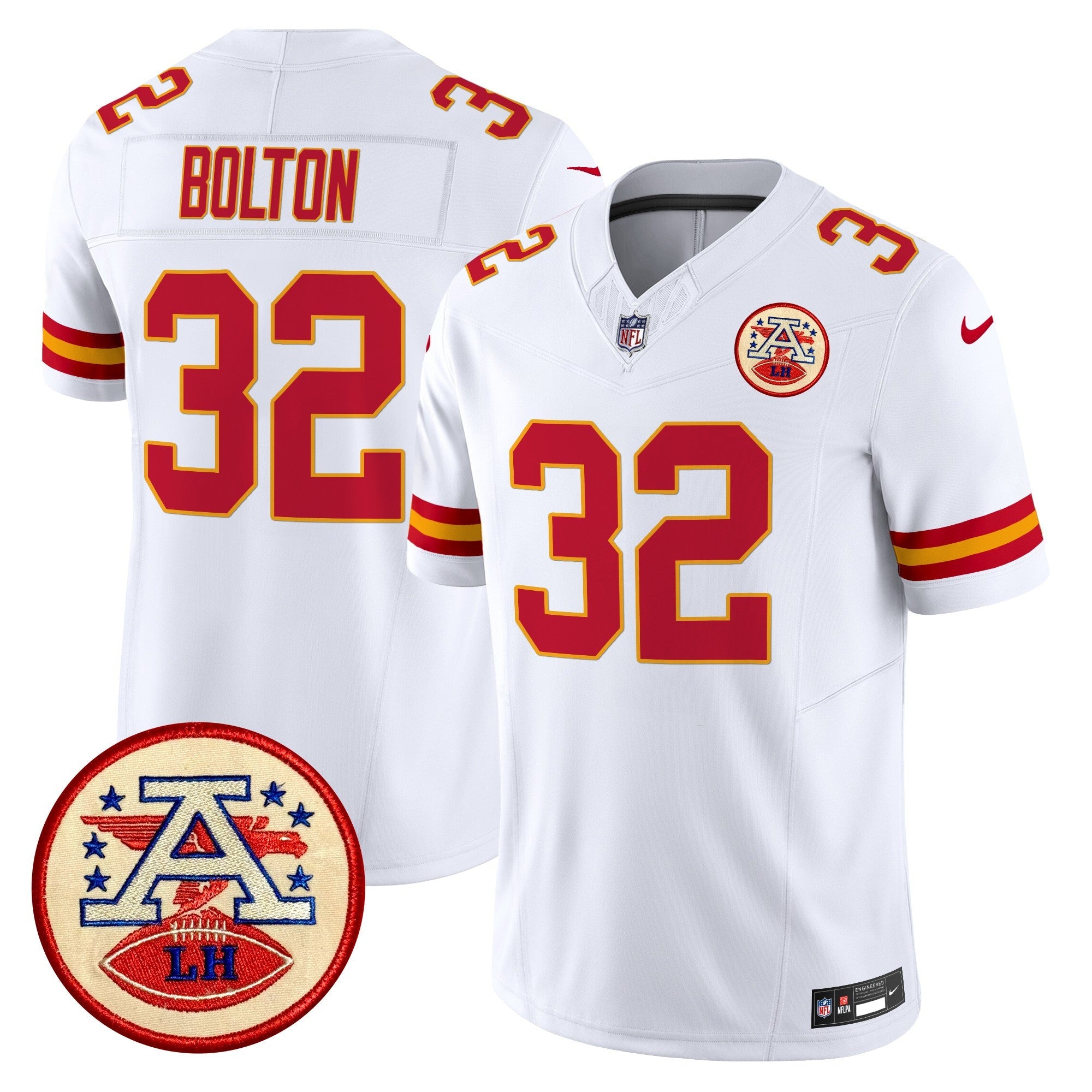 Chiefs 2024 Lamar Hunt Patch Vapor Limited Jersey – All Stitched – White – Nick Bolton Jersey