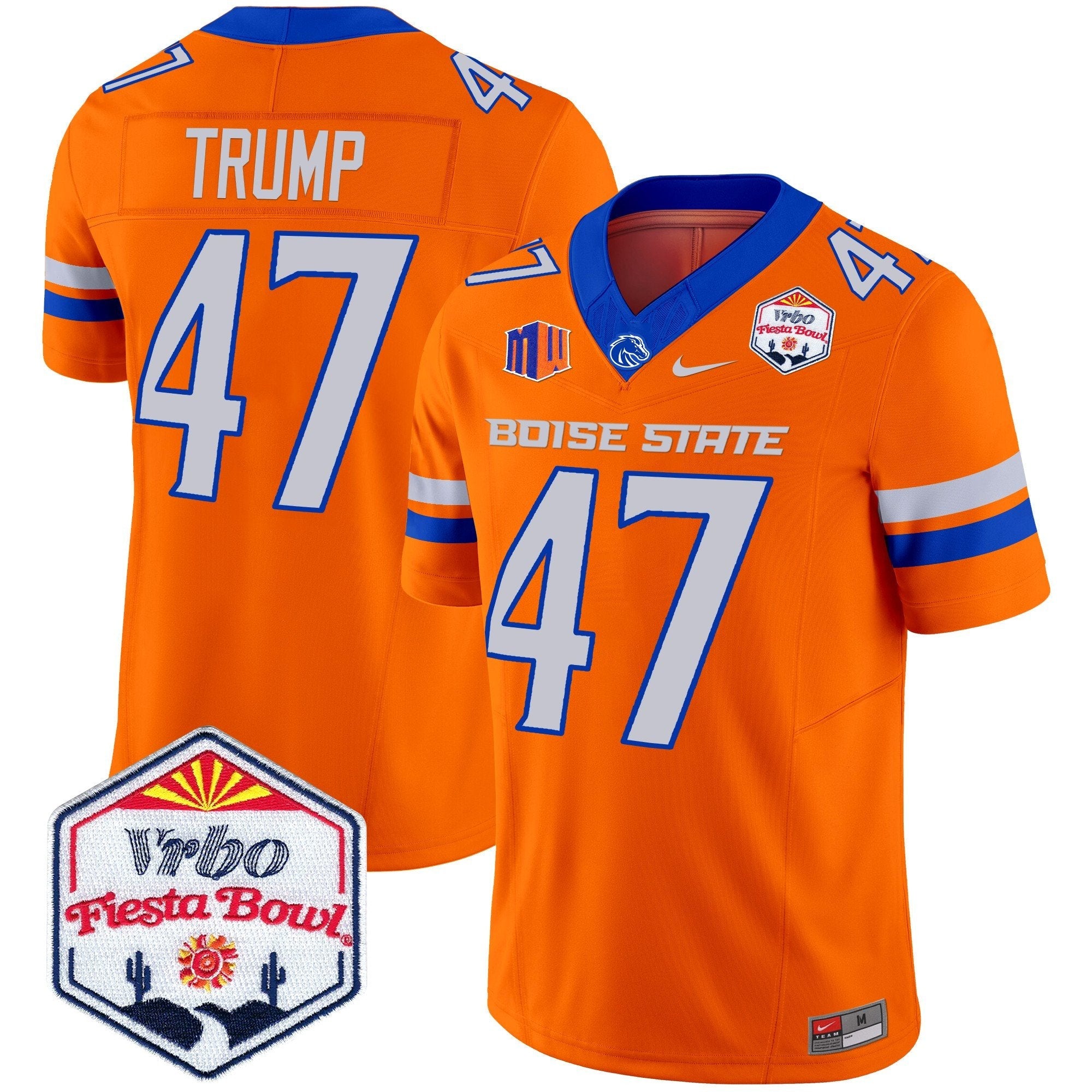 Boise State Broncos 2025 The Fiesta Bowl Patch Vapor Limited Jersey – All Stitched – Orange – Donald Trump Jersey