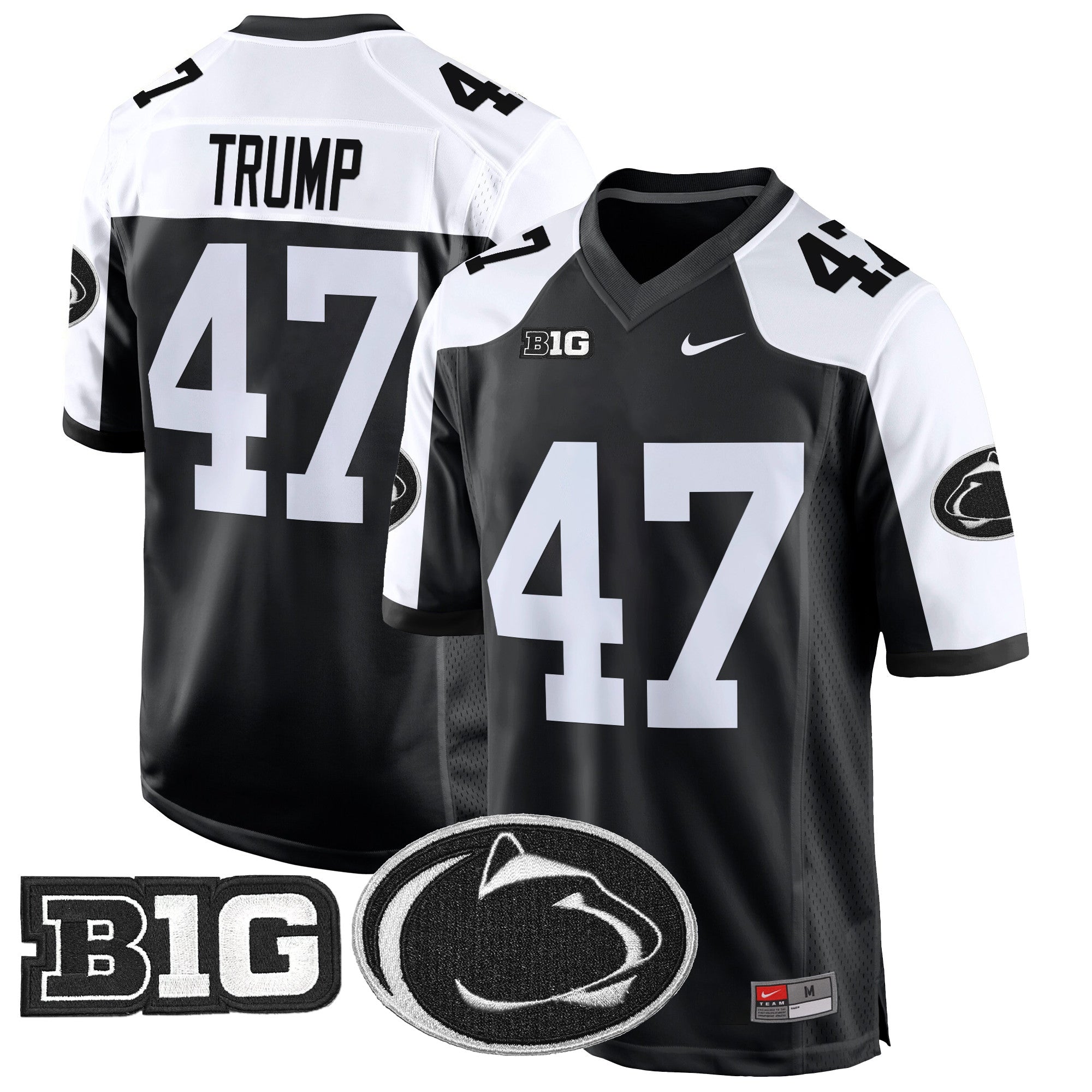 Penn State Nittany Lions 2024 Game Jersey – All Stitched – Black Alternate – Donald Trump Jersey
