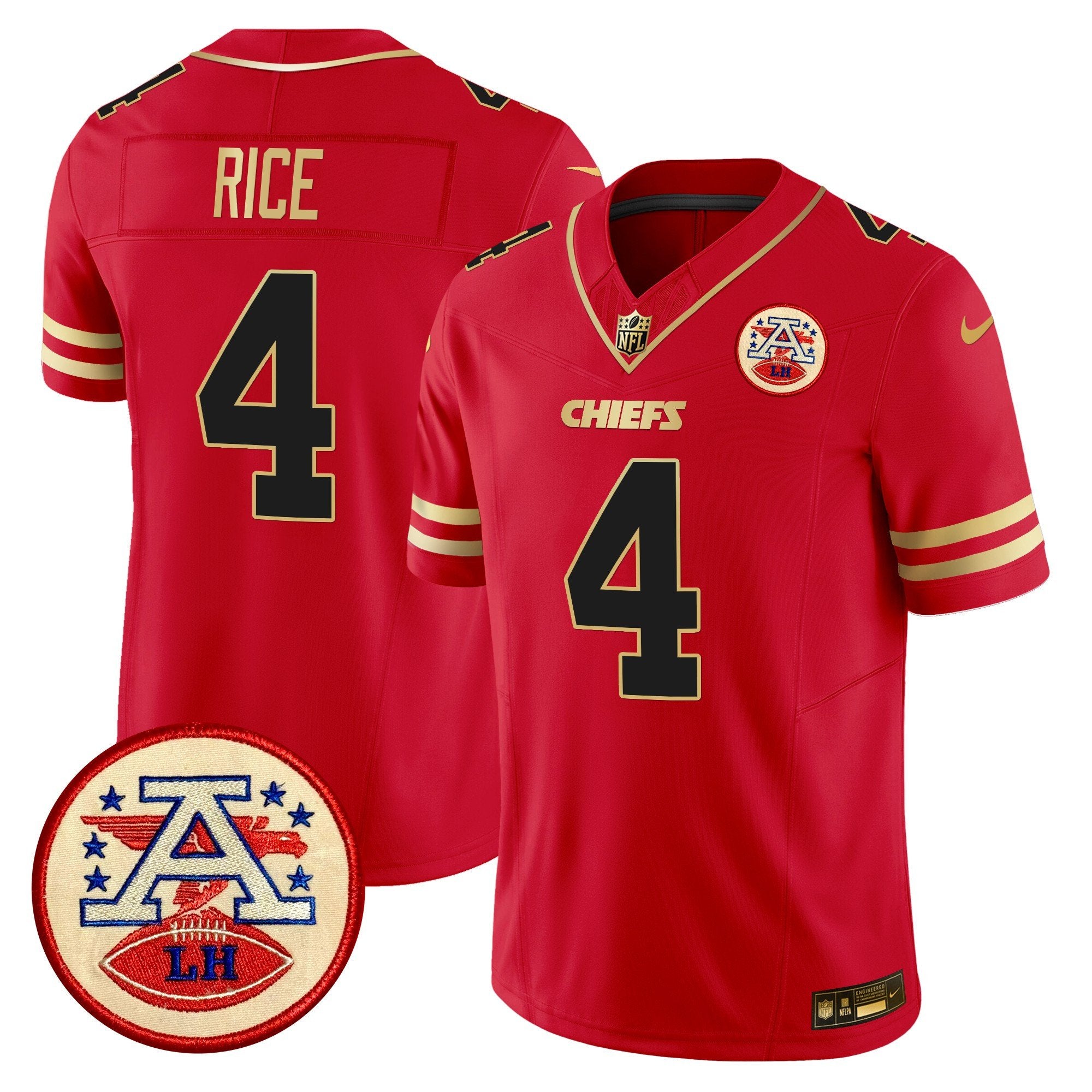 Chiefs 2024 Lamar Hunt Patch Vapor Limited Jersey – All Stitched – Black Red – Rashee Rice Jersey