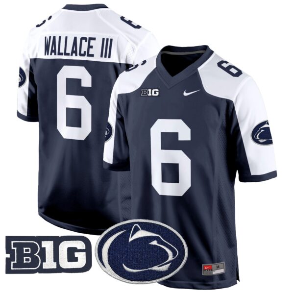Penn State Nittany Lions 2024 Game Jersey – All Stitched – Navy Alternate – Harrison Wallace III Jersey