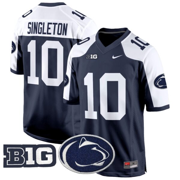 Penn State Nittany Lions 2024 Game Jersey – All Stitched – Navy Alternate – Nicholas Singleton Jersey