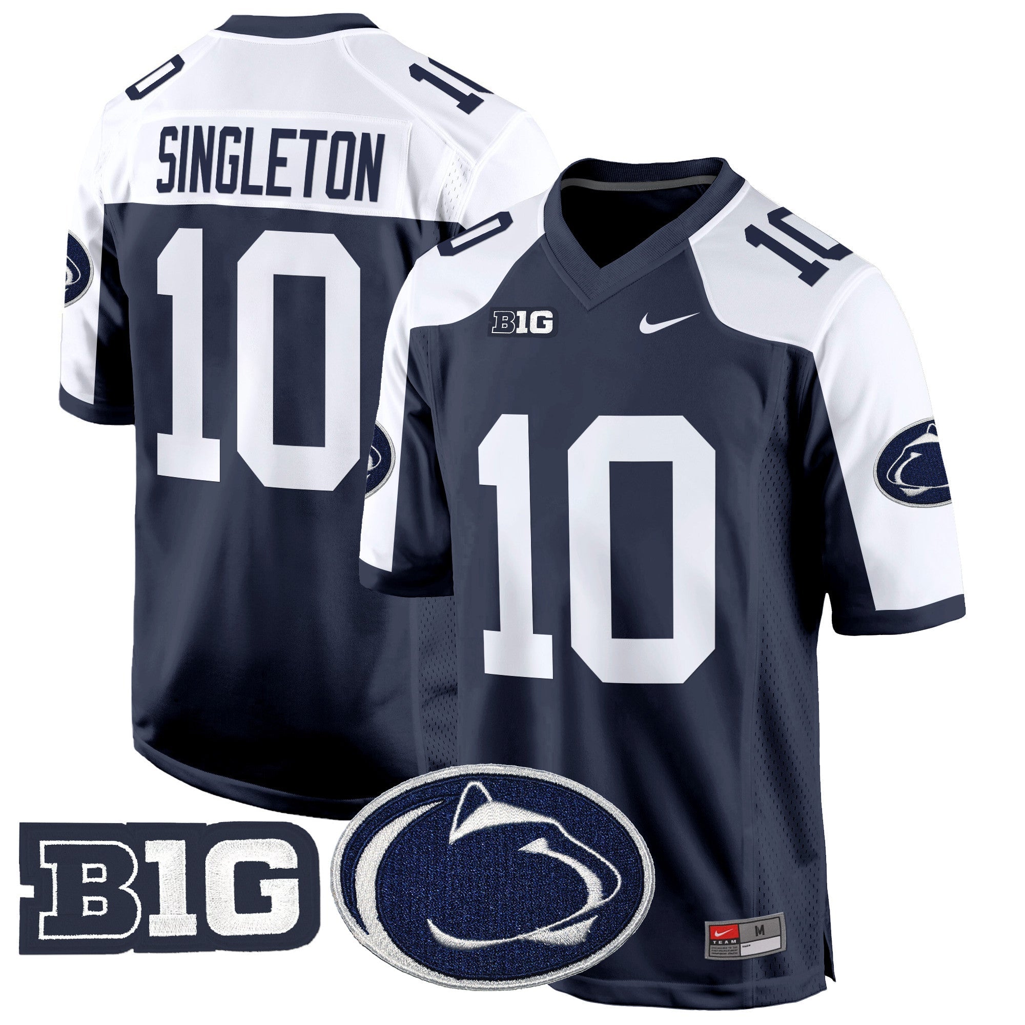 Penn State Nittany Lions 2024 Game Jersey – All Stitched – Navy Alternate – Nicholas Singleton Jersey