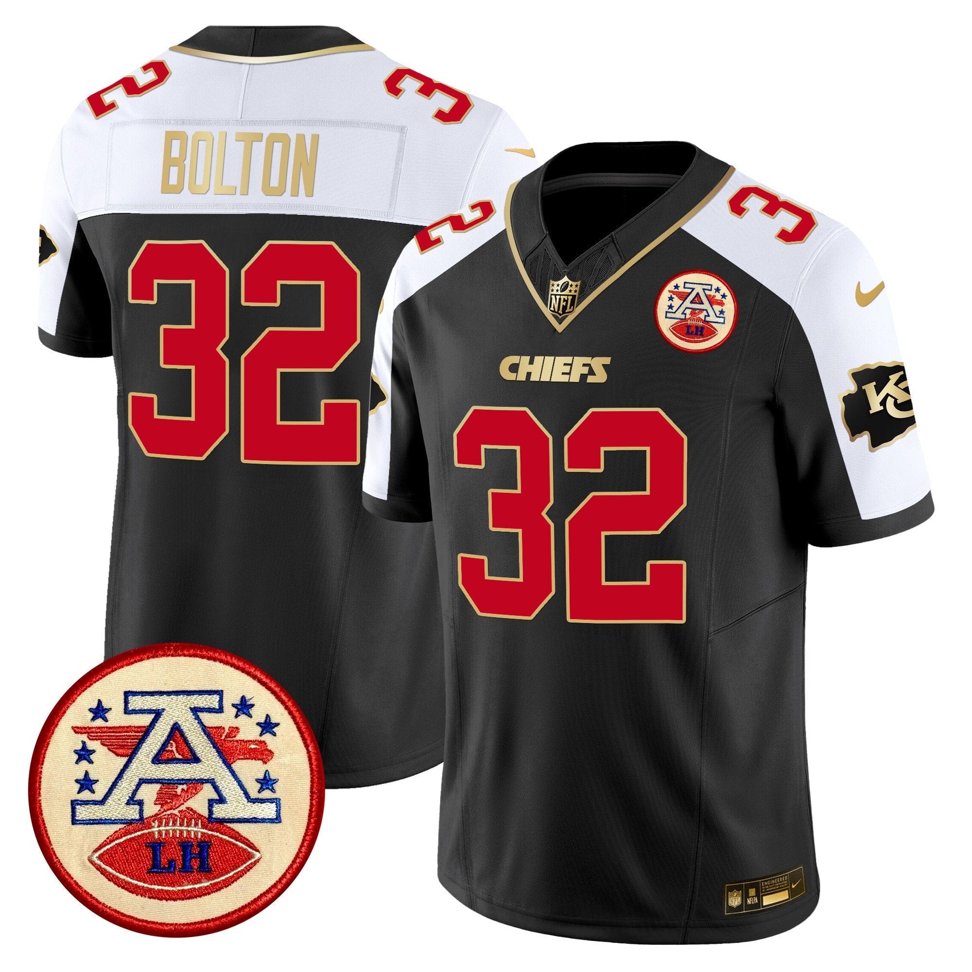 Chiefs 2024 Lamar Hunt Patch Vapor Limited Jersey – All Stitched – Black Alternate – Nick Bolton Jersey