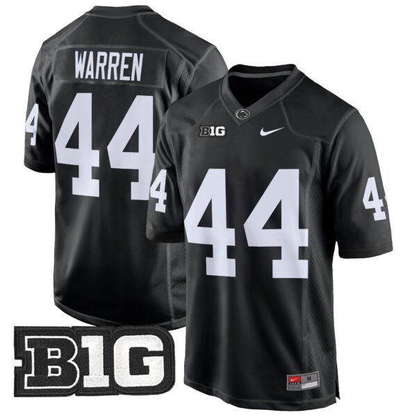 Penn State Nittany Lions 2024 Game Jersey – All Stitched – Black – Tyler Warren Jersey