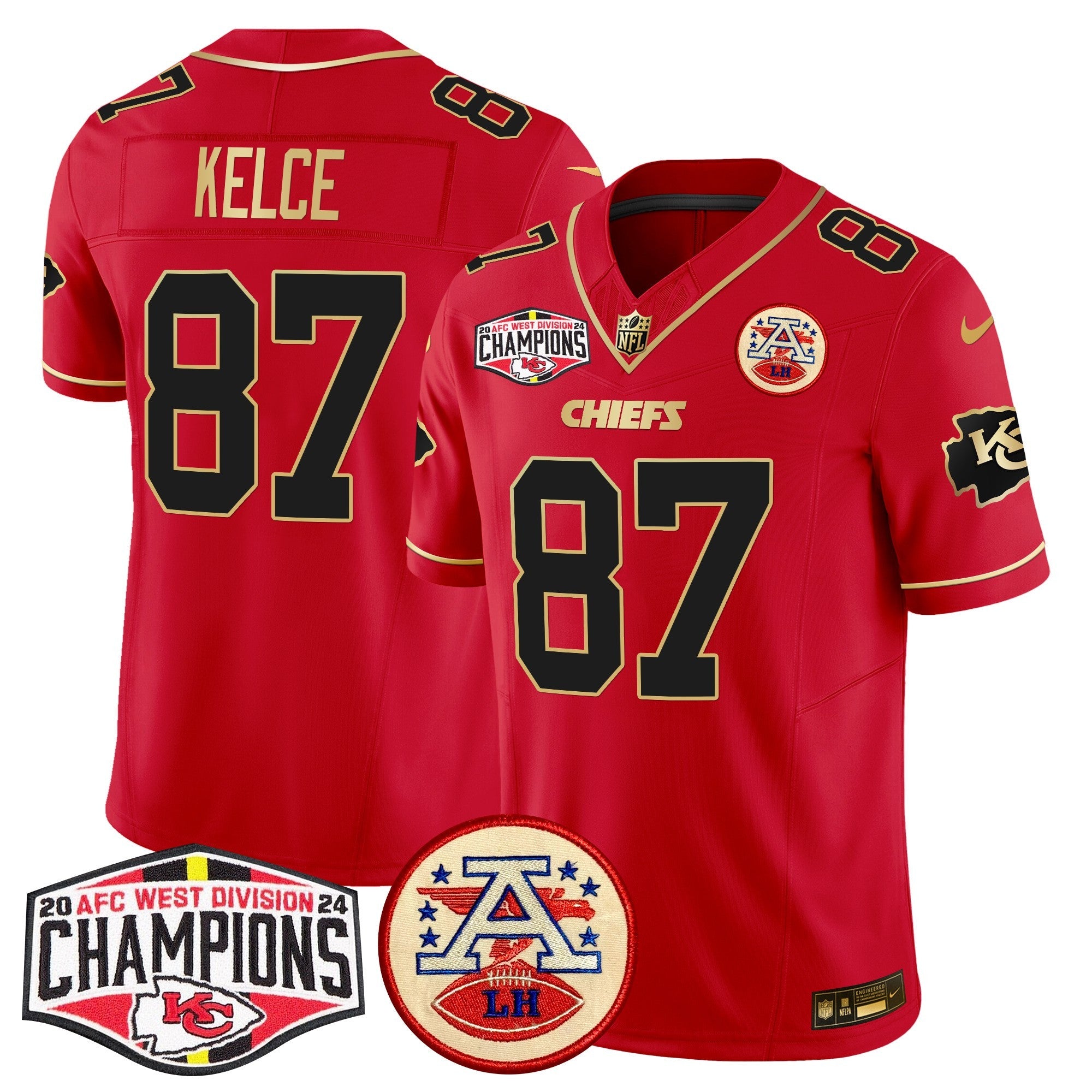 Chiefs 2024 AFC West Division Champions Patch Vapor Limited Jersey – All Stitched – Red Special – Travis Kelce Jersey