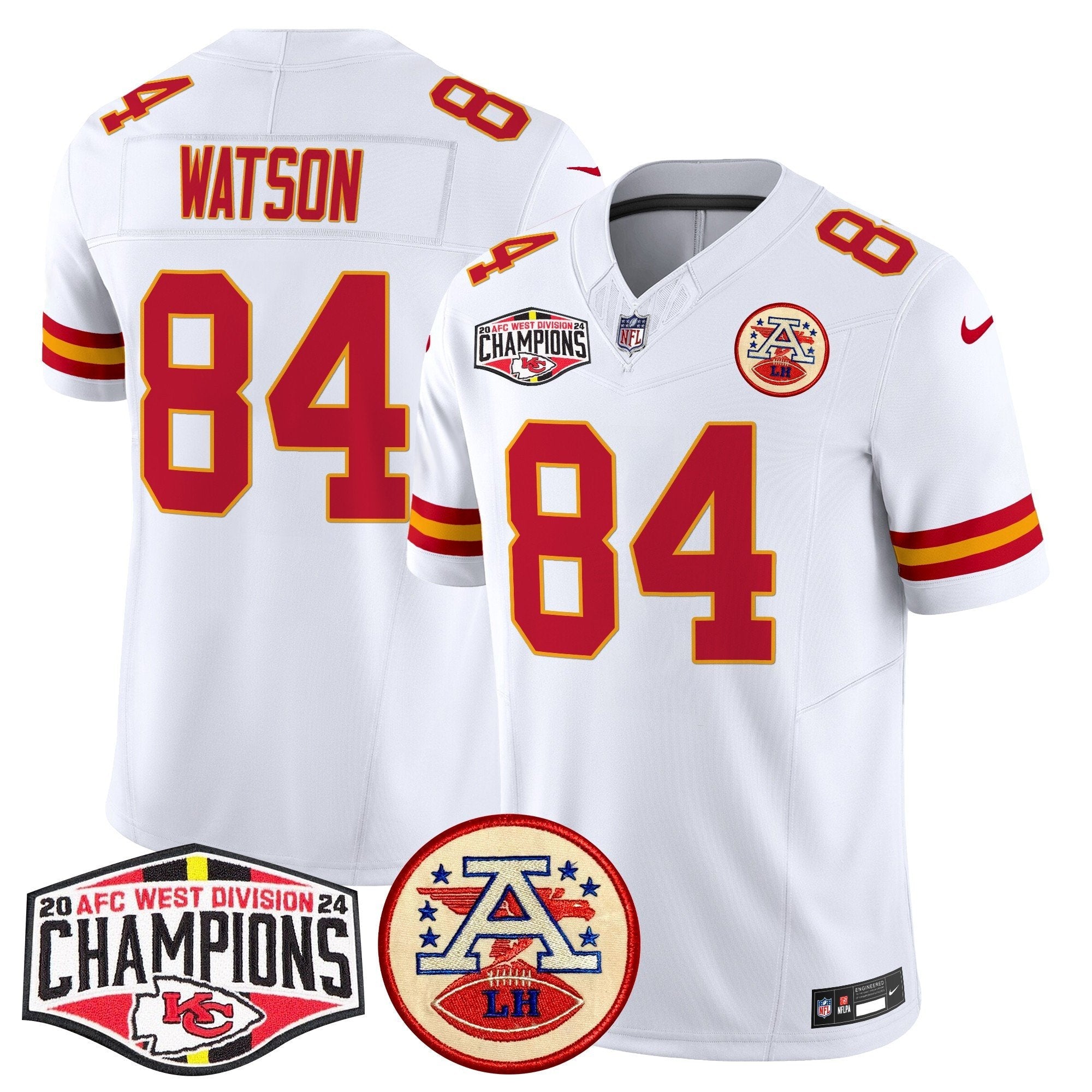 Chiefs 2024 AFC West Division Champions Patch Vapor Limited Jersey – All Stitched – White – Justin Watson Jersey