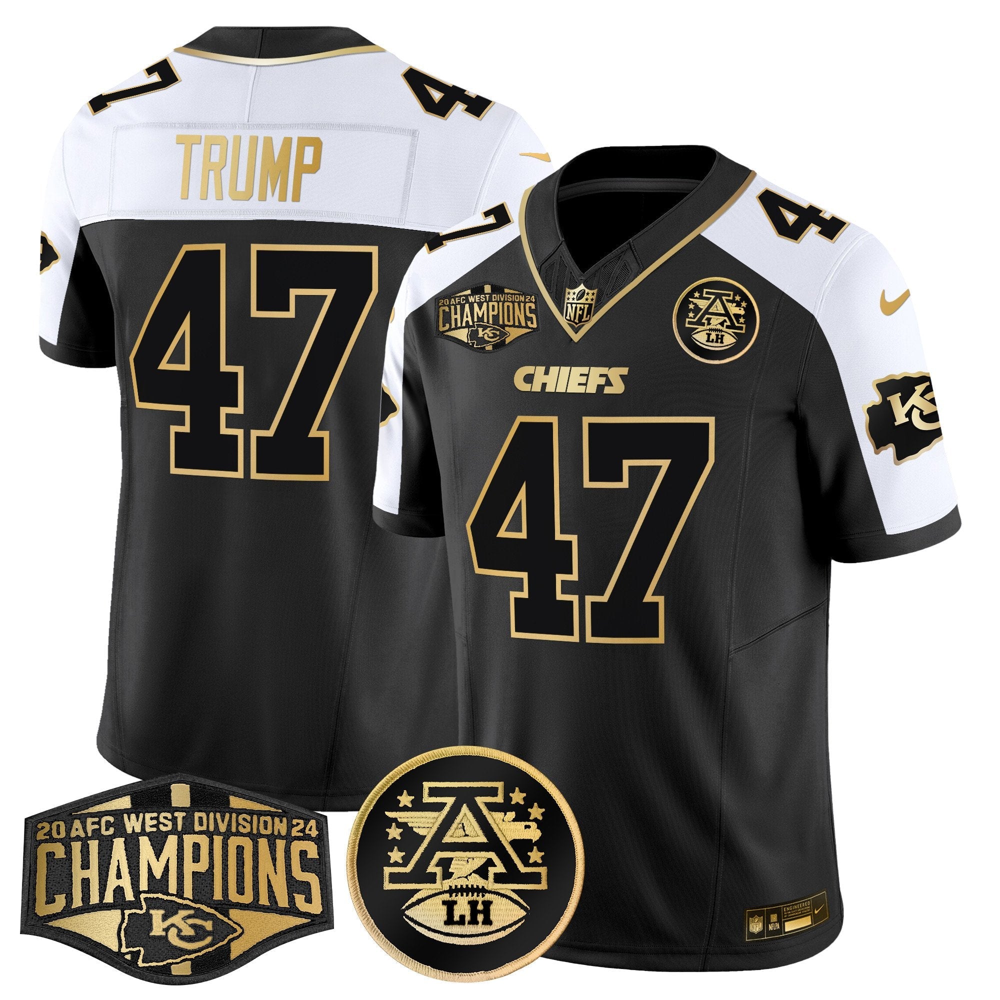 Chiefs 2024 AFC West Division Champions Patch Gold Vapor Limited Jersey – All Stitched – Alternate – Donald Trump Jersey