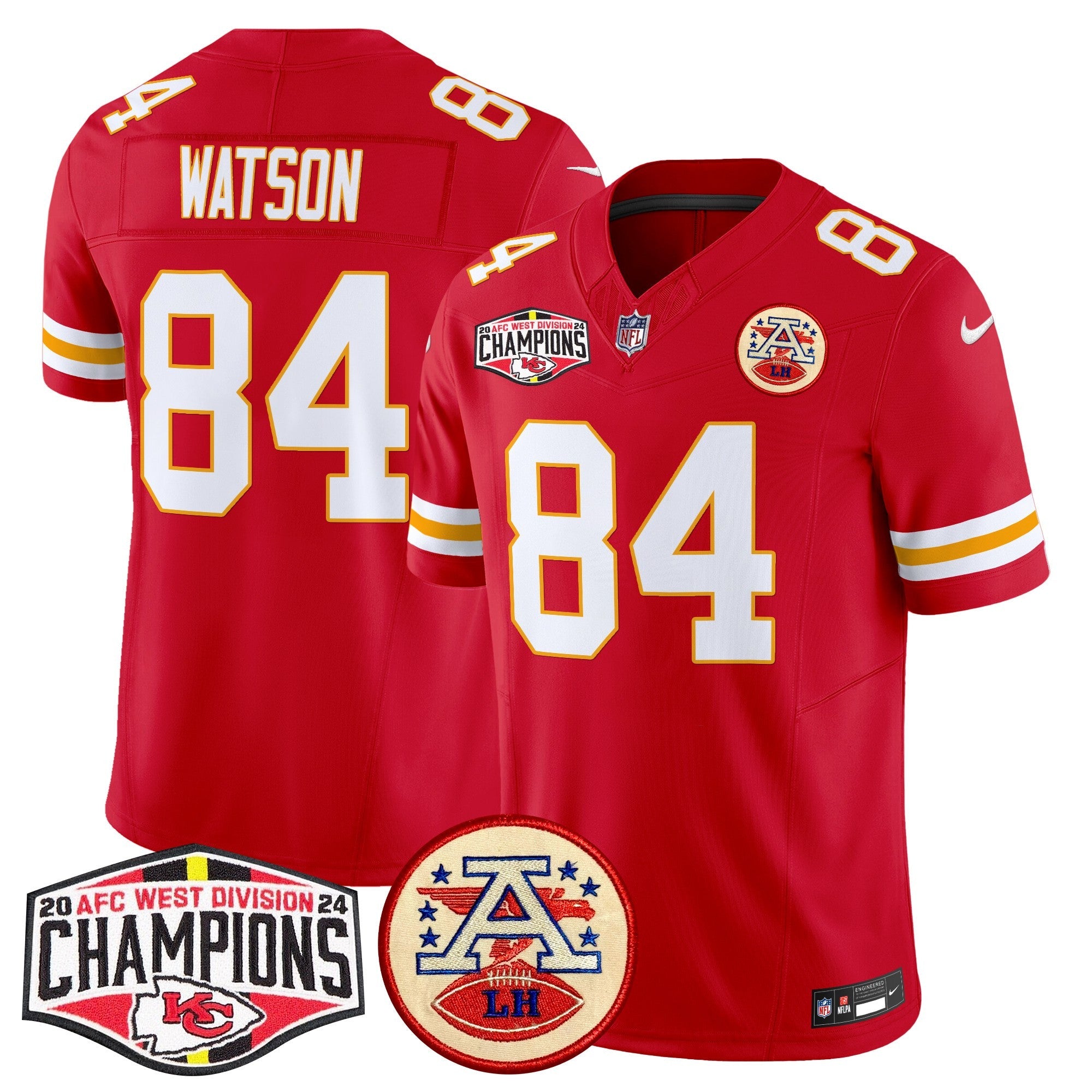 Chiefs 2024 AFC West Division Champions Patch Vapor Limited Jersey – All Stitched – Red – Justin Watson Jersey