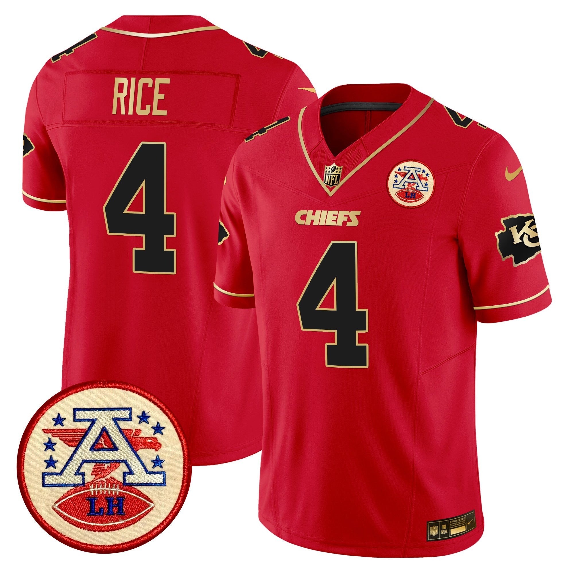 Chiefs 2024 Lamar Hunt Patch Vapor Limited Jersey – All Stitched – Red Special – Rashee Rice Jersey