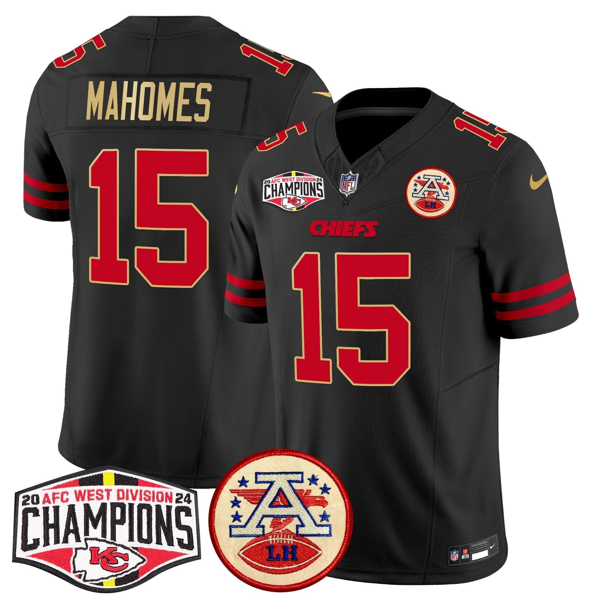 Chiefs 2024 AFC West Division Champions Patch Vapor Limited Jersey – All Stitched – Gold Trim – Patrick Mahomes Jersey