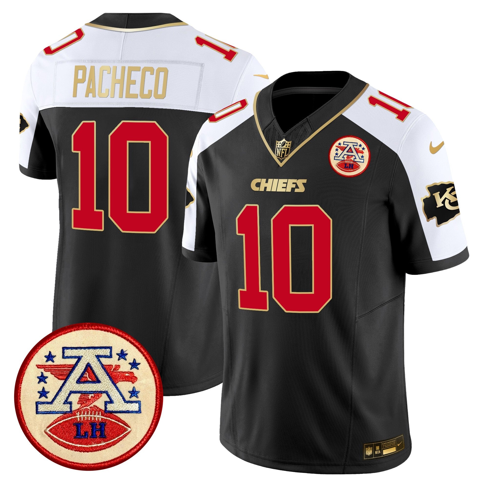 Chiefs 2024 Lamar Hunt Patch Vapor Limited Jersey – All Stitched – Black Alternate – Isiah Pacheco Jersey
