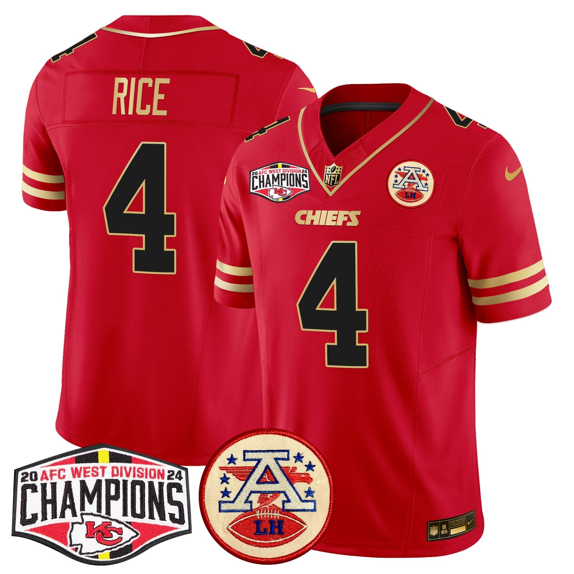 Chiefs 2024 AFC West Division Champions Patch Vapor Limited Jersey – All Stitched – Black Red – Rashee Rice Jersey
