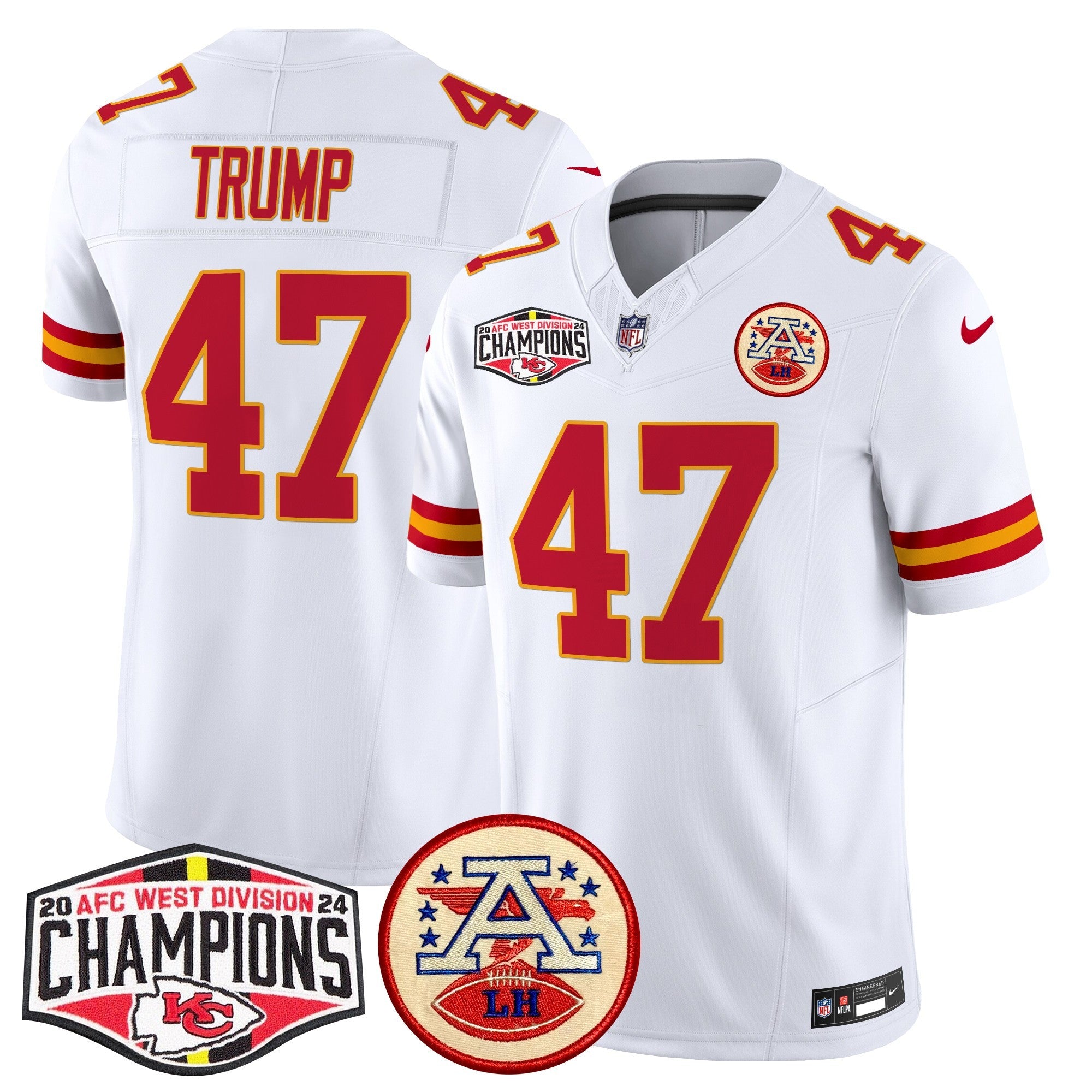 Chiefs 2024 AFC West Division Champions Patch Vapor Limited Jersey – All Stitched – White – Donald Trump Jersey