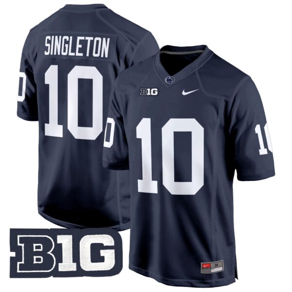 Penn State Nittany Lions 2024 Game Jersey – All Stitched – Navy – Nicholas Singleton Jersey