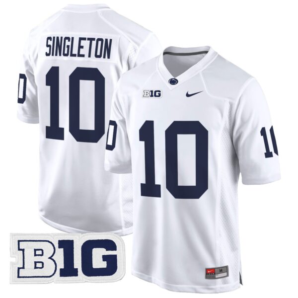 Penn State Nittany Lions 2024 Game Jersey – All Stitched – White – Nicholas Singleton Jersey