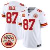 Chiefs 2024 Lamar Hunt Patch Vapor Limited Jersey – All Stitched – White – Travis Kelce Jersey