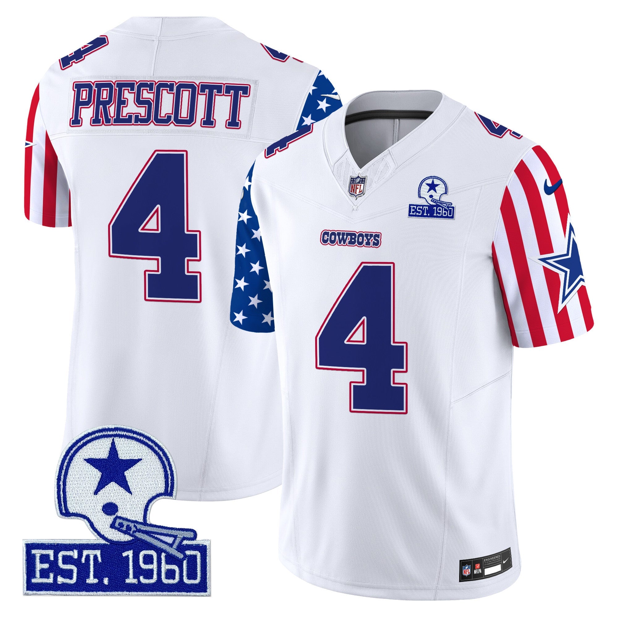 Cowboys American Style Vapor Limited Jersey – All Stitched – White – Dak Prescott Jersey