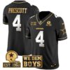 Cowboys Est. 1960 & We Dem Boyz Patch Gold Vapor Limited Jersey – All Stitched – Black Limited – Dak Prescott Jersey