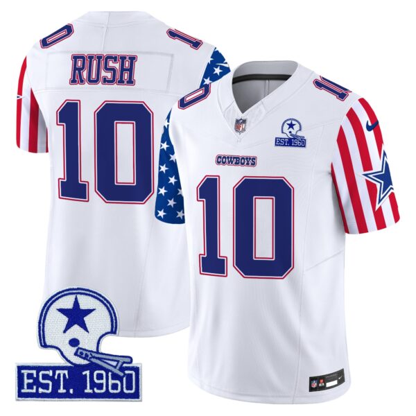 Cowboys American Style Vapor Limited Jersey – All Stitched – White – Cooper Rush Jersey