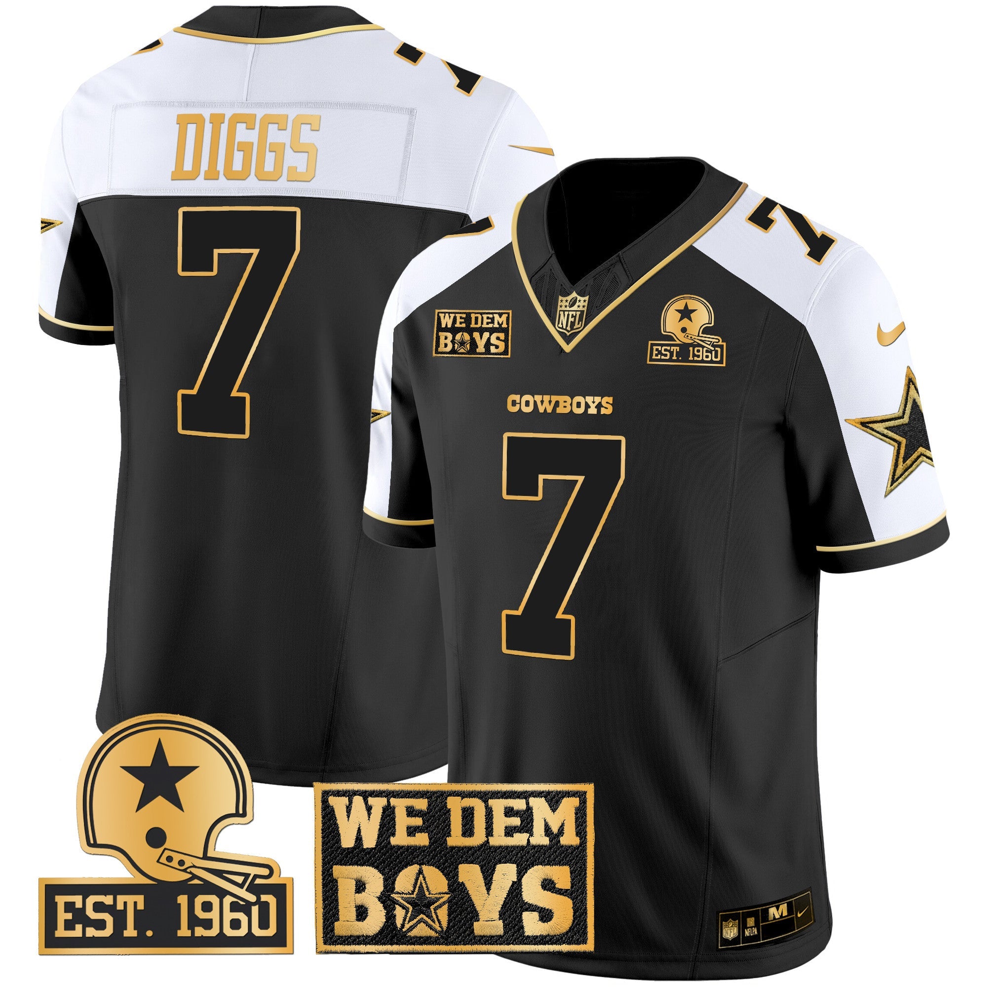 Cowboys Est. 1960 & We Dem Boyz Patch Gold Vapor Limited Jersey – All Stitched – Alternate – Trevon Diggs Jersey