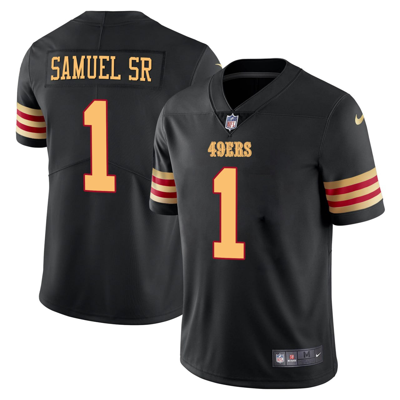 Deebo Samuel Sr #1 49ers Black Jersey – All Stitched – Men – Black Jersey