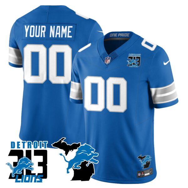 Custom Lions 313 King Of The North Jersey – All Stitched – Blue Jersey